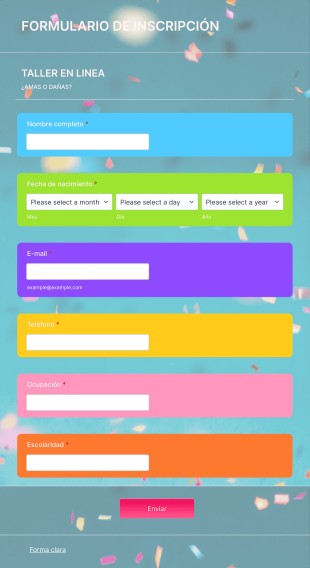 Taller En Linea ¿amas O Dañas? Form Template