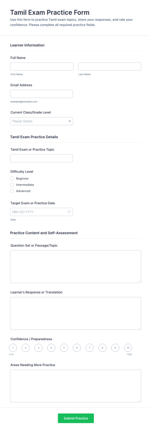Tamil Exam Practice Form Template