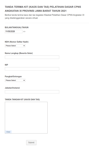 Tanda Terima Kit Pelatihan Dasar