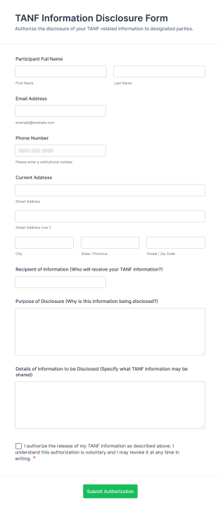 TANF Information Disclosure Form Template