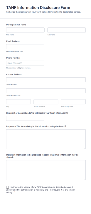 TANF Information Disclosure Form Template