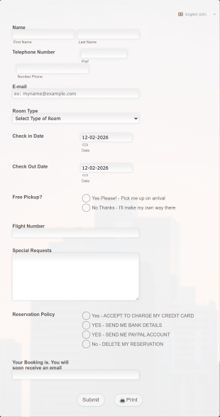 Tango Festival Booking Form Template