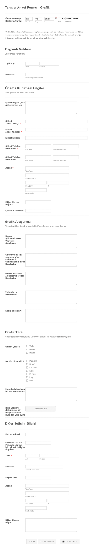 Tanıtıcı Anket Formu Grafik Form Template