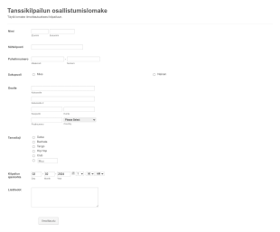 Tanssikilpailun Osallistumislomake Form Template