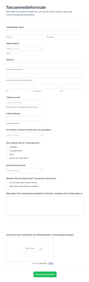 Tanzanmeldeformular