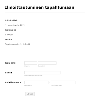 Tapahtuman Ilmoittautumislomake Form Template