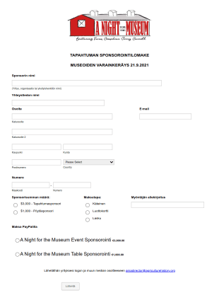 Tapahtuman Sponsorointilomake