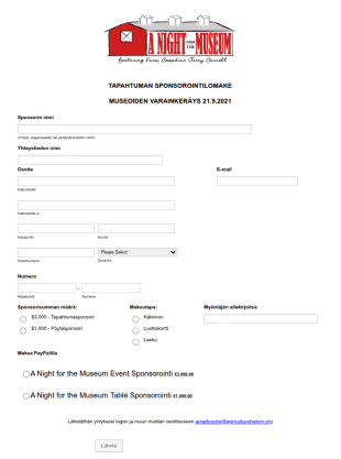 Tapahtuman Sponsorointilomake