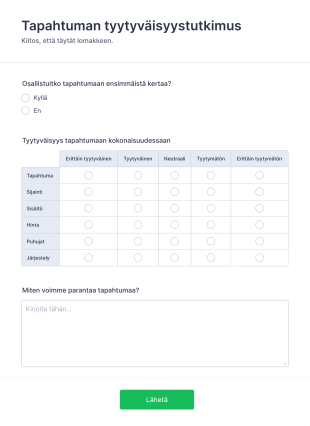 Tapahtuman Tyytyväisyystutkimus Form Template