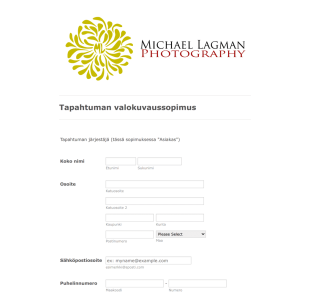 Tapahtuman Valokuvaussopimus