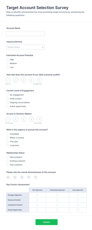 Target Account Selection Survey Form Template