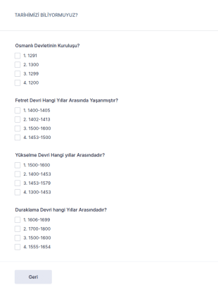 Tarihimizi Biliyormuyuz Form Şablonu