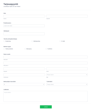 Tarjouspyyntö Kuljetusalalle Form Template