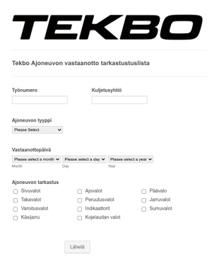 Tarkastuslista Vastaanottoon