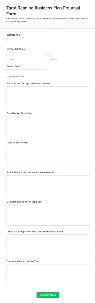 Tarot Reading Business Plan Proposal Form Template