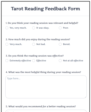 Tarot Reading Feedback Form Template