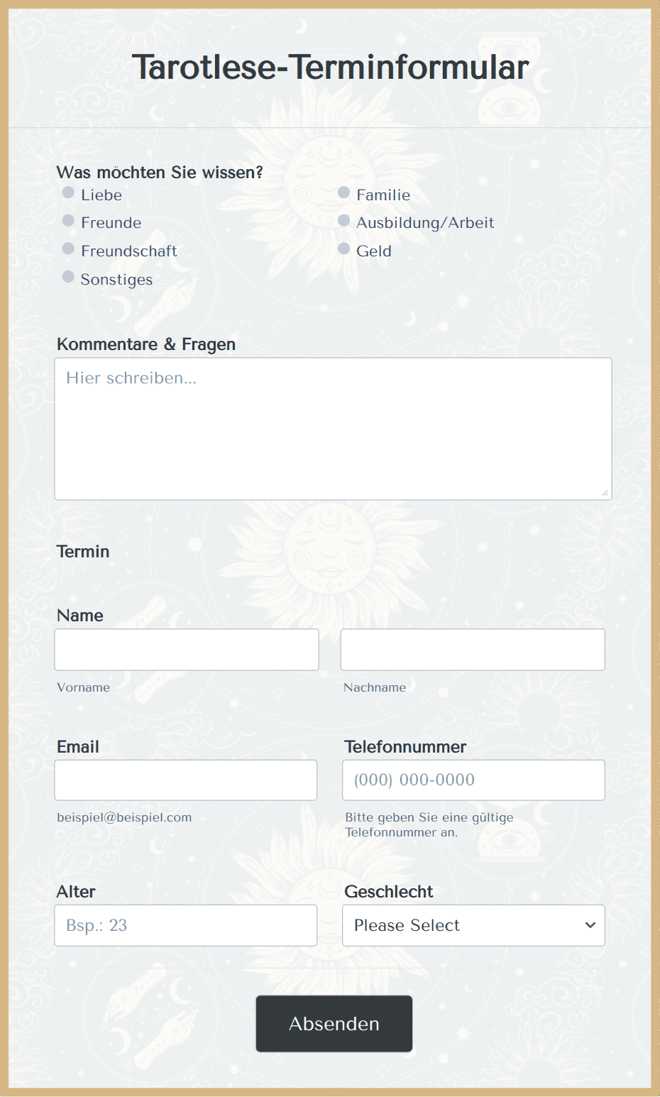 Tarotlese-Terminformular Formularvorlage | Jotform