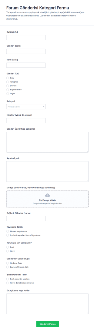 Tartışma Forumu Katılım Form Şablonu