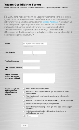 Tasarım Şablonu Yaşam Geribildirim Form Template