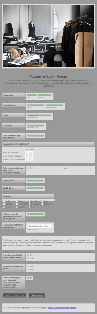 Tasarımcı Katılım Başvuru Formu Defile Form Şablonu