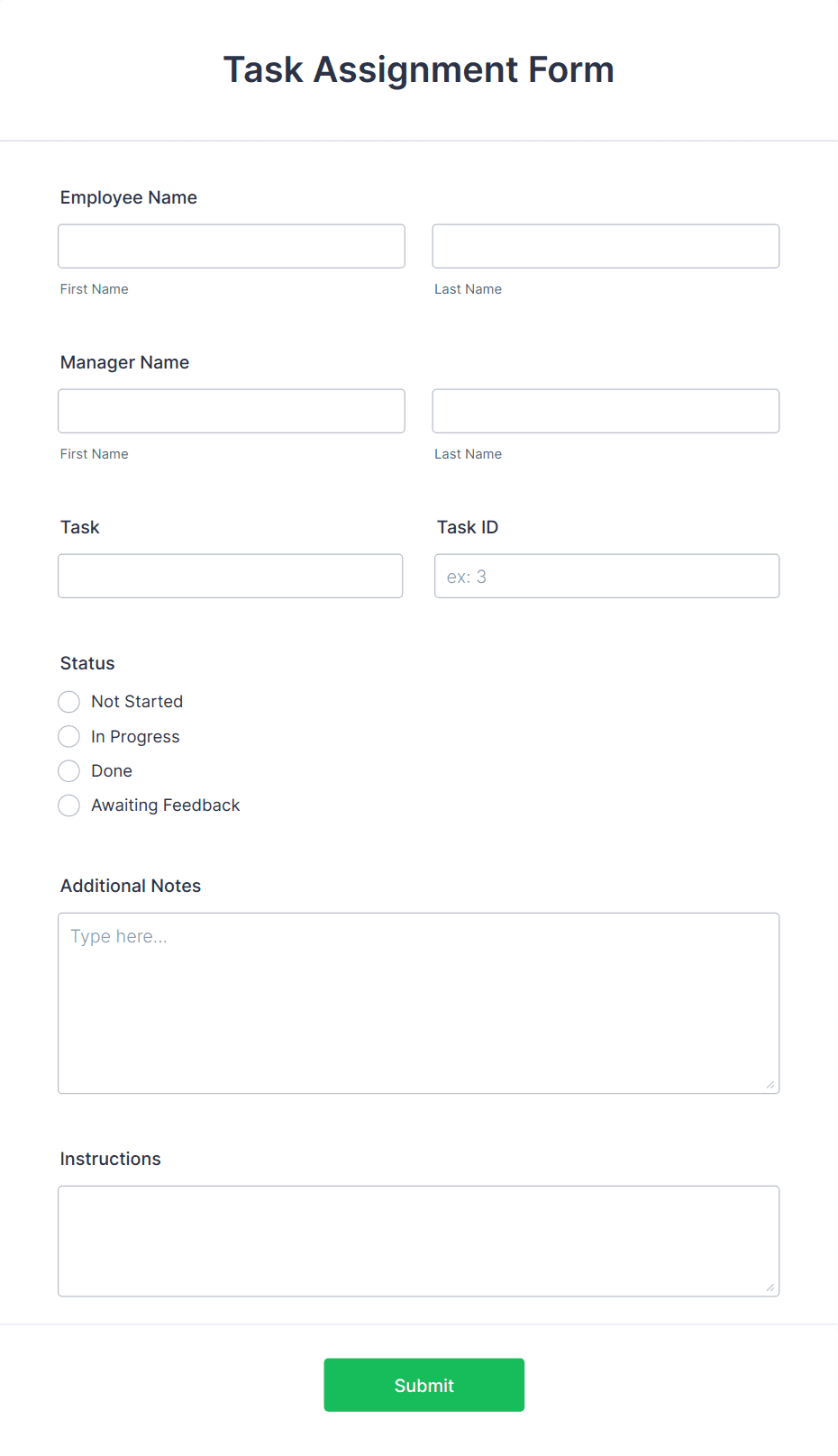 Task Assignment Form Template | Jotform