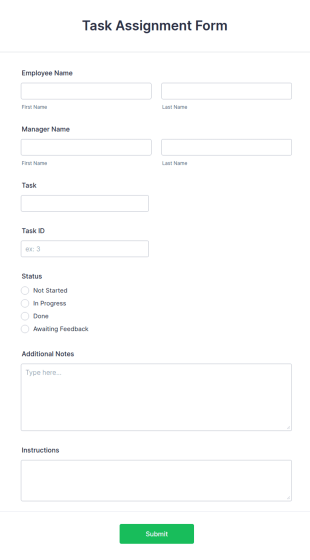 Task Assignment Form Template