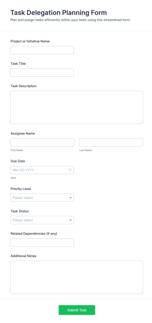 Task Delegation Planning Form Template