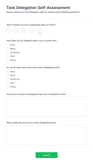 Task Delegation Self Assessment Form Template