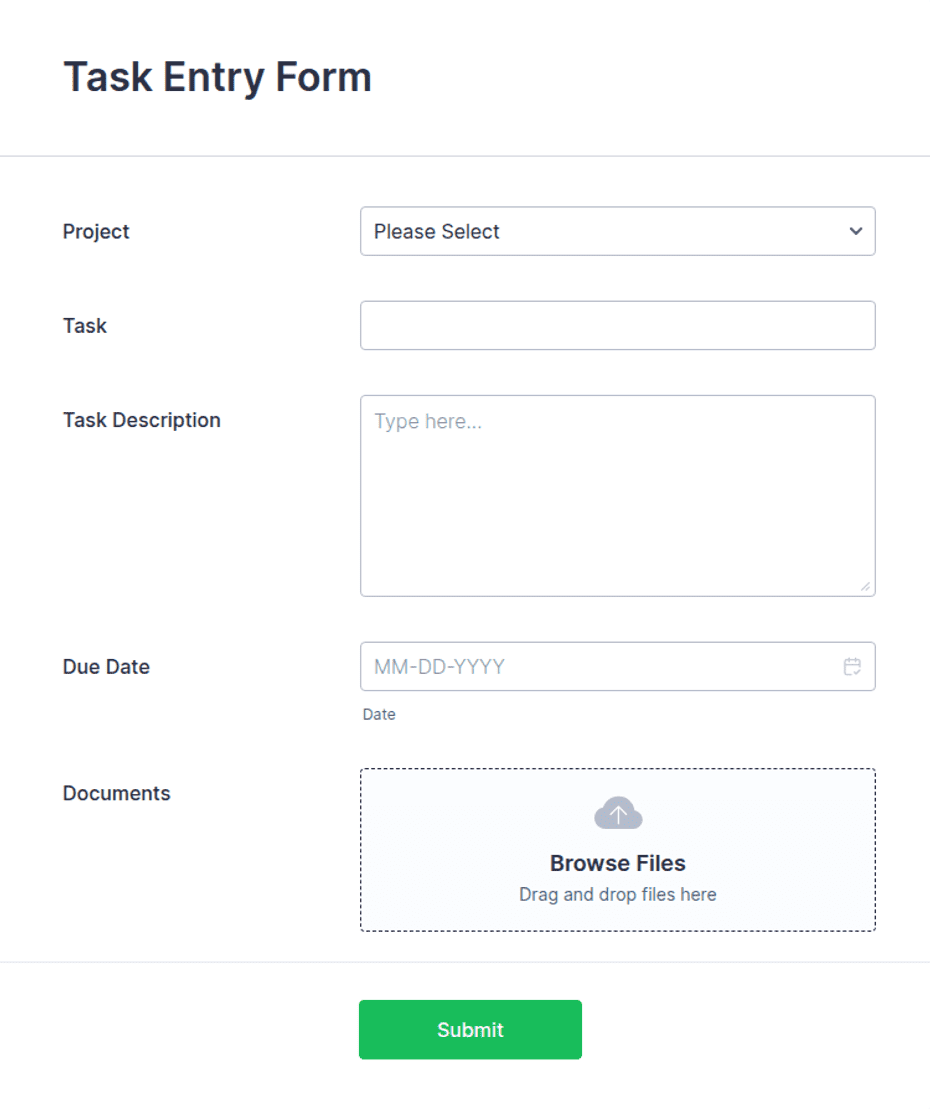 Task Entry Form Template | Jotform