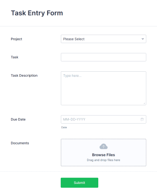 Task Entry Form Template