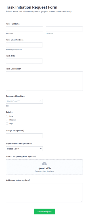 Task Initiation Request Form Template