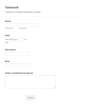 Task Progress Report Form Template