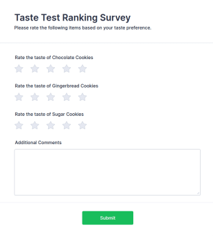 Taste Test Ranking Survey Form Template