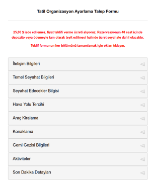 Tatil Ve Organizasyon Ayarlama Talep Form Şablonu