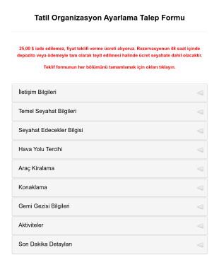 Tatil Ve Organizasyon Ayarlama Talep Form Şablonu