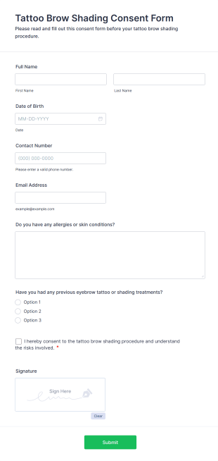 Tattoo Brow Shading Consent Form Template