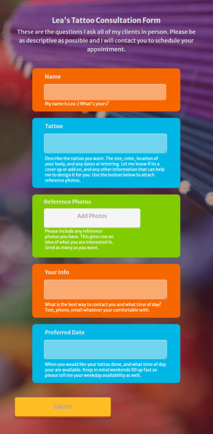 Tattoo Consultation Form Template