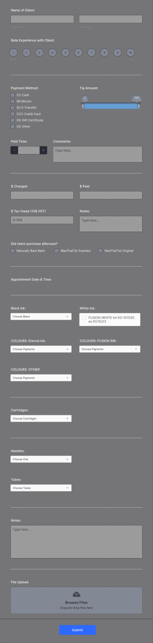 Tattoo Procedure Log Form Template