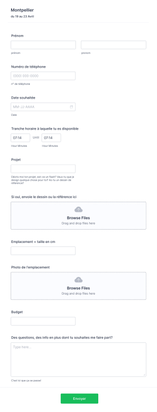 Tattoo Form Template