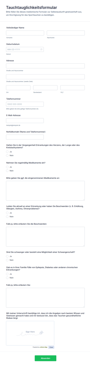 Tauchtauglichkeitsformular
