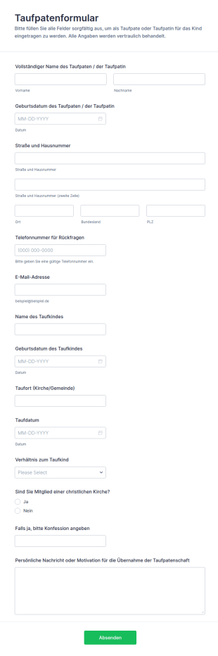 Taufpaten Formular
