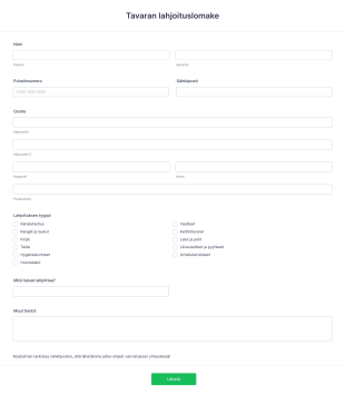 Tavaran Lahjoituslomake Form Template