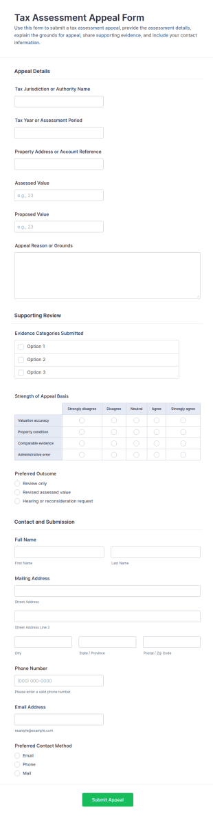 Tax Assessment Appeal Form Template