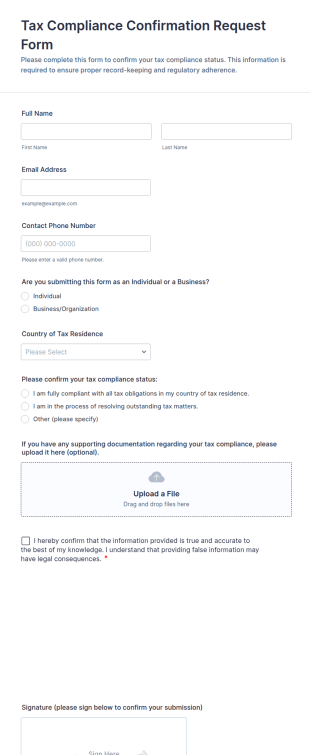 Tax Compliance Confirmation Request Form Template
