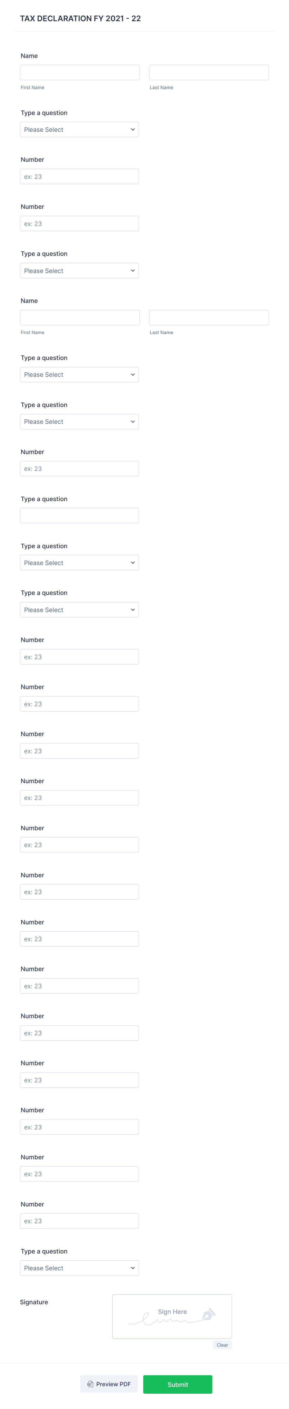 Tax Declaration fy 2021-22 Form Template | Jotform