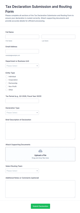 Tax Declaration Submission And Routing Form Template