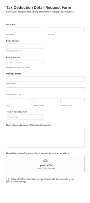 Tax Deduction Detail Request Form Template