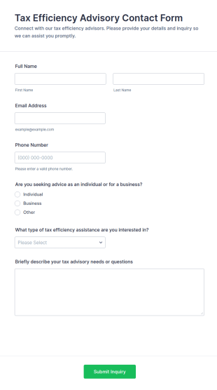 Tax Efficiency Advisory Contact Form Template