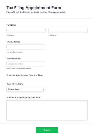 Tax Filing Appointment Form Template