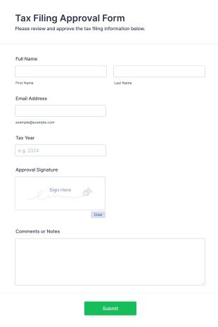 Tax Filing Approval Form Template